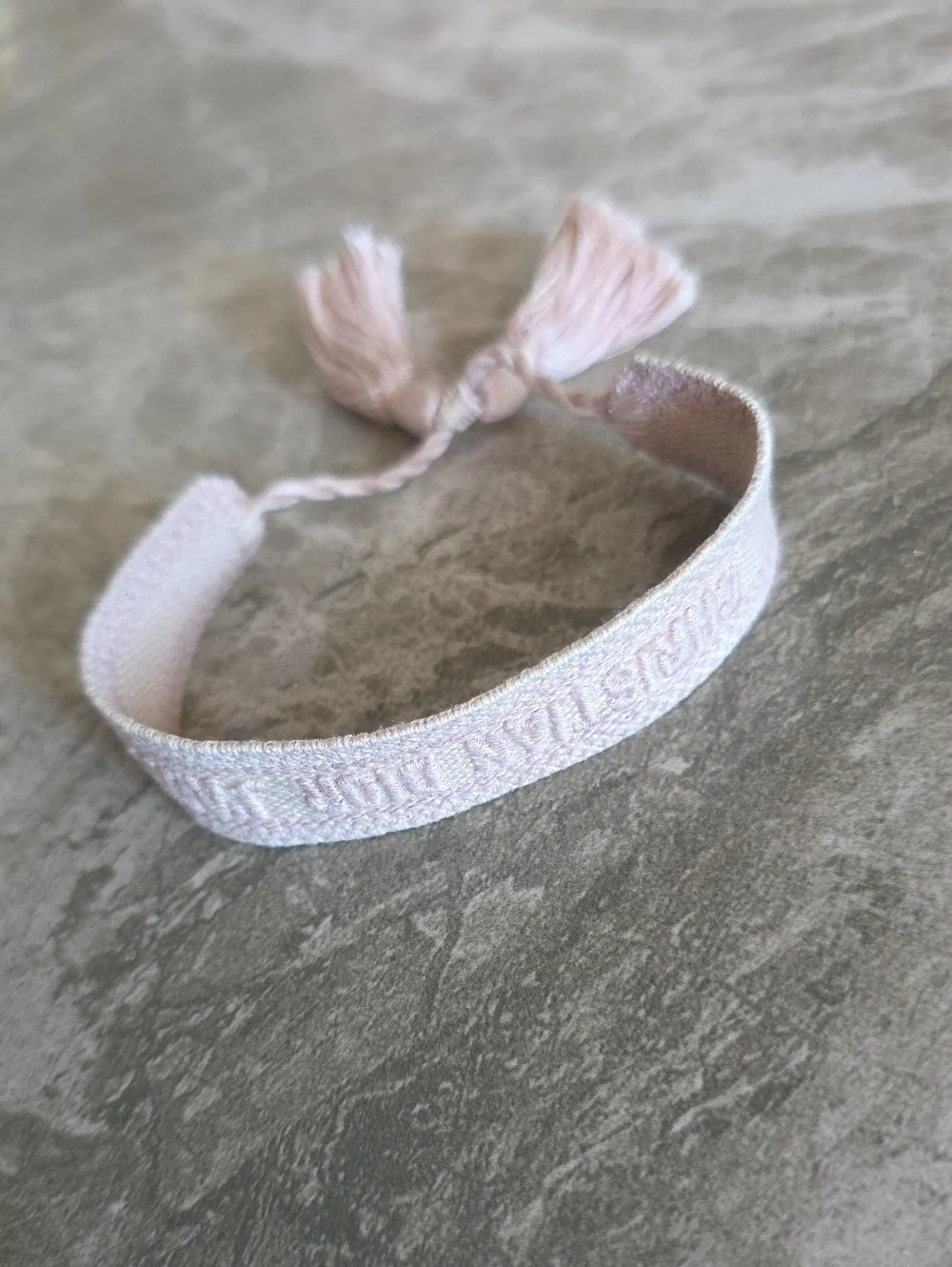 Dior Pale Pink Embossed Fabric Bracelet